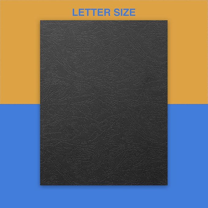 HOUYEE 100 Pack 12 Mil Paper Binding Covers, 90 lb Leather Texture, Black | Binding Presentation Covers, 8.5x11 Inches, Letter Size, Un-Punched, for Office School