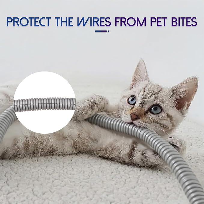 Split Wire Loom Tubing, 10,25ft Cord Protectors from Pets No Chew, Flexible Wire Covers Cord Protectors, Protective Split Cable Sleeve for Automotive Home Industrial Wires(Grey, 0.98inch-25ft)