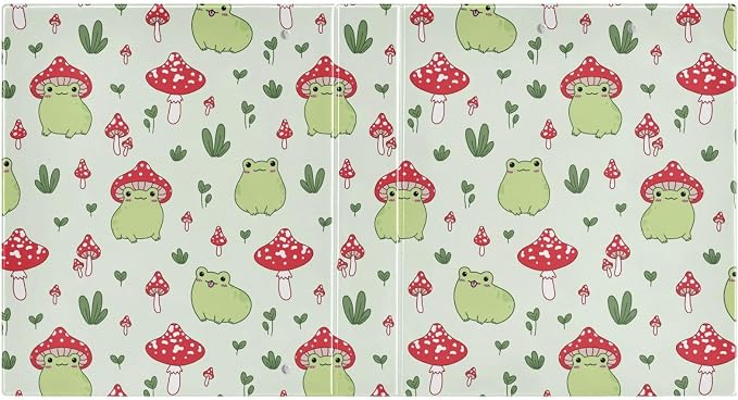 Cute Mushroom Frog Kawaii Frog Binder 1.5 Inch Binder with Clipboard&Pockets, Hardcover Binders 3 Ring, Heavy Duty Large File Folder for Office School Supplies - Holds 200 Sheets, 2 PC