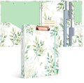 Ospelelf Binder 3 Ring 1 Inch, Green Floral Round Ring Clipboard Binder for Letter Size Paper with 5 Tab Dividers, for School and Office Supplies