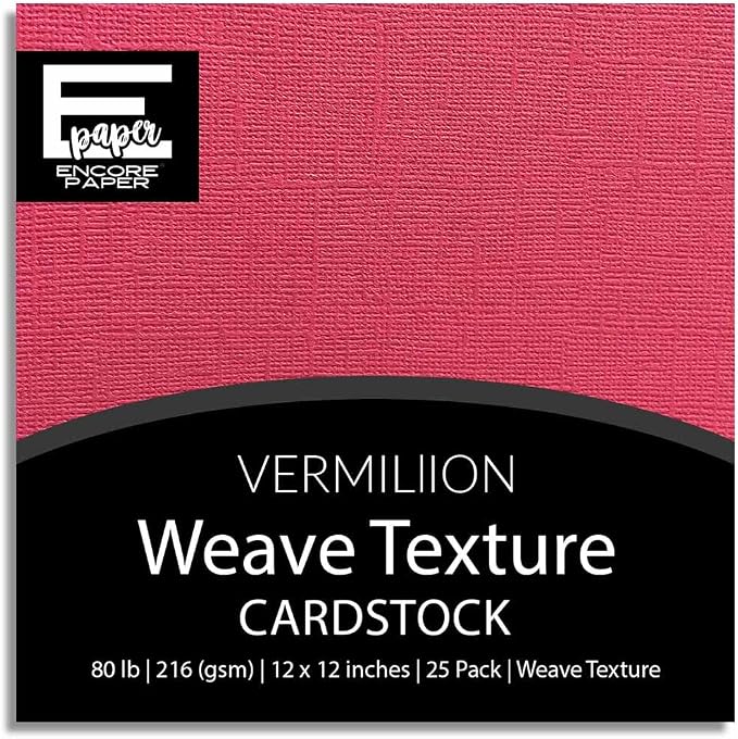 Vermillion—12x12 Textured Cardstock | 80lb Textured Red Scrapbook Paper | Premium Cardstock for Cricut Cutting | 25 Sheets