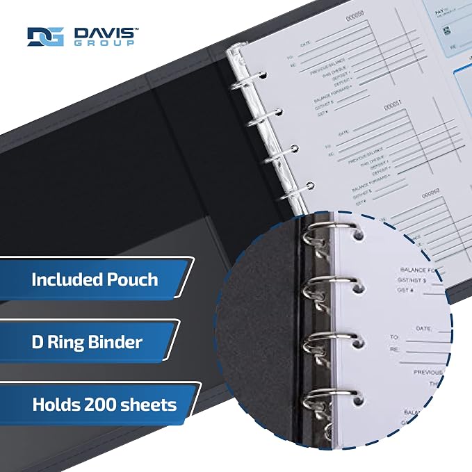 Davis Group Premium 3-Up Business Checkbook Binder, Big and Small Business Essentials for Checks, Black