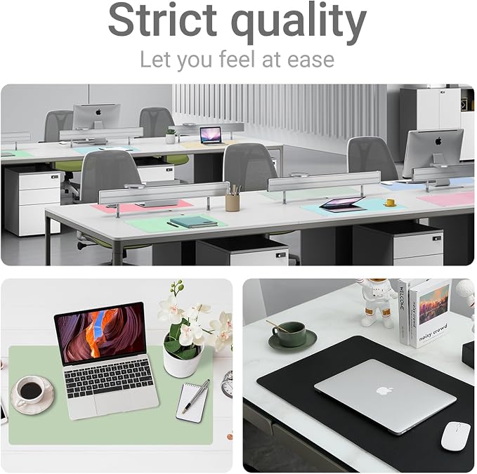 Boutilon Leather Desk Pad Protector,Non-Slip Mouse Pad,Laptop Desk Pad,Office Mouse Mat,Waterproof Leather Desk Blotter,Desk Writing Pad for Office and Home (XXL-Light Blue,47.2"x 17")