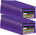 YoeeJob 36 Pack 1 Inch Expandable Zipper Pencil Pouches with Clear Window for 3 Ring Binder, Suitable for School & Office(Purple)