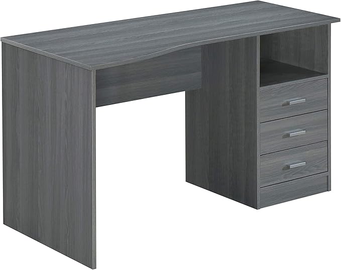 Techni Mobili 51 Inch Classic Computer Desk w/Drawers & Storage, Grey | 51 Inch classic desk with 3 drawers, spacious storage, sturdy frame, and functional home office workstation for modern setups