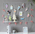 2 Pack Large Wall Grid Panels with Light and Clips, Photo Display Board, Picture Frame Collage Board, Wire Grid Wall Panel Room Decoration,White