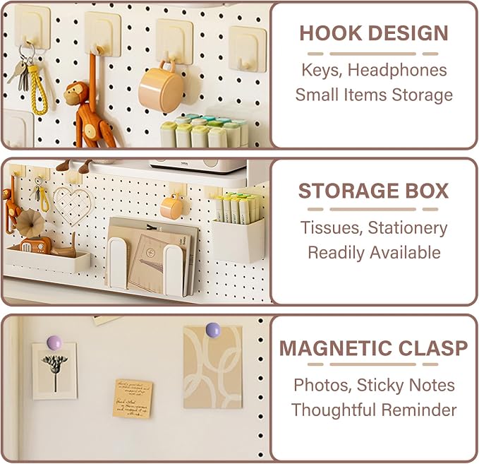 Clamp On Desk Organizer Shelf,Desk Extender Pegboard,White,23.6in | Computer Desk Accessories for Office,Desktop Bookshelf Storage Shelves for Desk, Desktop Shelving System