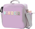 3 Ring Zipper Binder 3 Inch D Rings with Double Water Bottle Holder | Cute Initial Water-Resistant Zip Up Binder for School Office, 700-Sheet Capacity & Shoulder Strap & Laptop Pocket, Purple