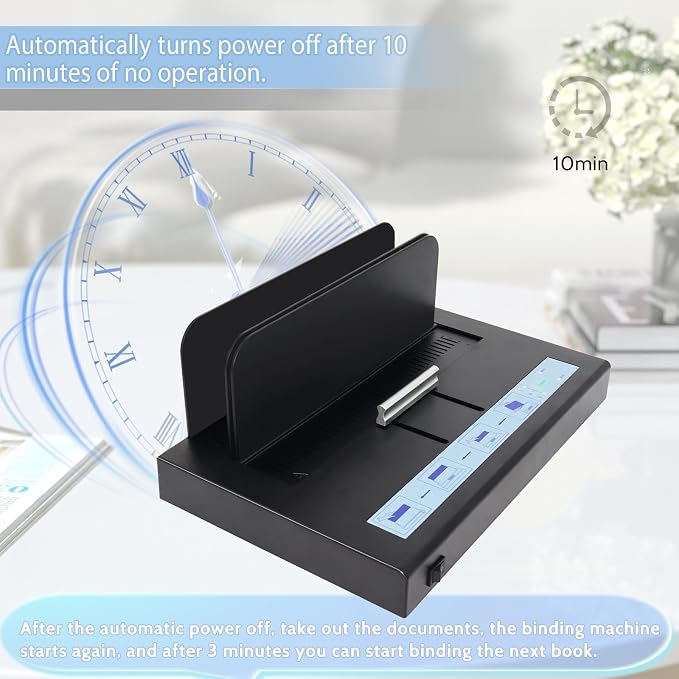 Thermal Binding Machine 500 Sheets Capacity, Book Binding Material | 110V Binding Machine A3(Short Edge)/A4/A5 Document Heat Binder with 10Pcs Covers (Black)