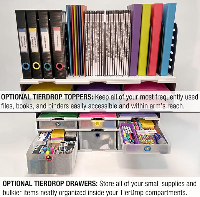Ultimate Office TierDrop Desktop Organizer, 24 Compartment Sorter, 3-Wide | Sorts documents, forms, mail for office or classroom; modular no-tool assembly design, easily expands with add-on tiers