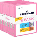 Enday 1 Inch Binder (6 Pack - Pink) 3 Ring Binder 1 inch with Clear View Cover and 2 Inside Pocket - for Letter Size 8.5 x 11'' Paper, Ideal for School Supplies, Office, and Home