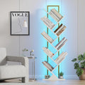 Qupui 9-Tier Tree Bookshelf with LED Lights, Tall Corner Bookcase, White | RGB 22 Modes 6 Brightness. Tree Branch Design. 9 Open Shelves. Engineered Wood With Metal Frame. T-shaped Stability