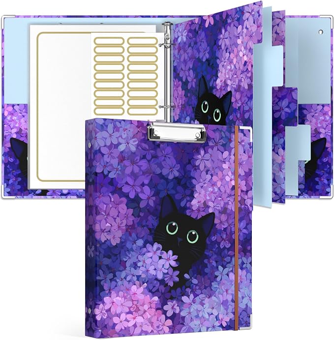Rouidr 3 Ring Binder with clipboard, 1 inch 8.5 x 11 in Letter Size View Binders Organizer with Dividers Tabs & Clear Sleeves, School Supplies, Office Supplies