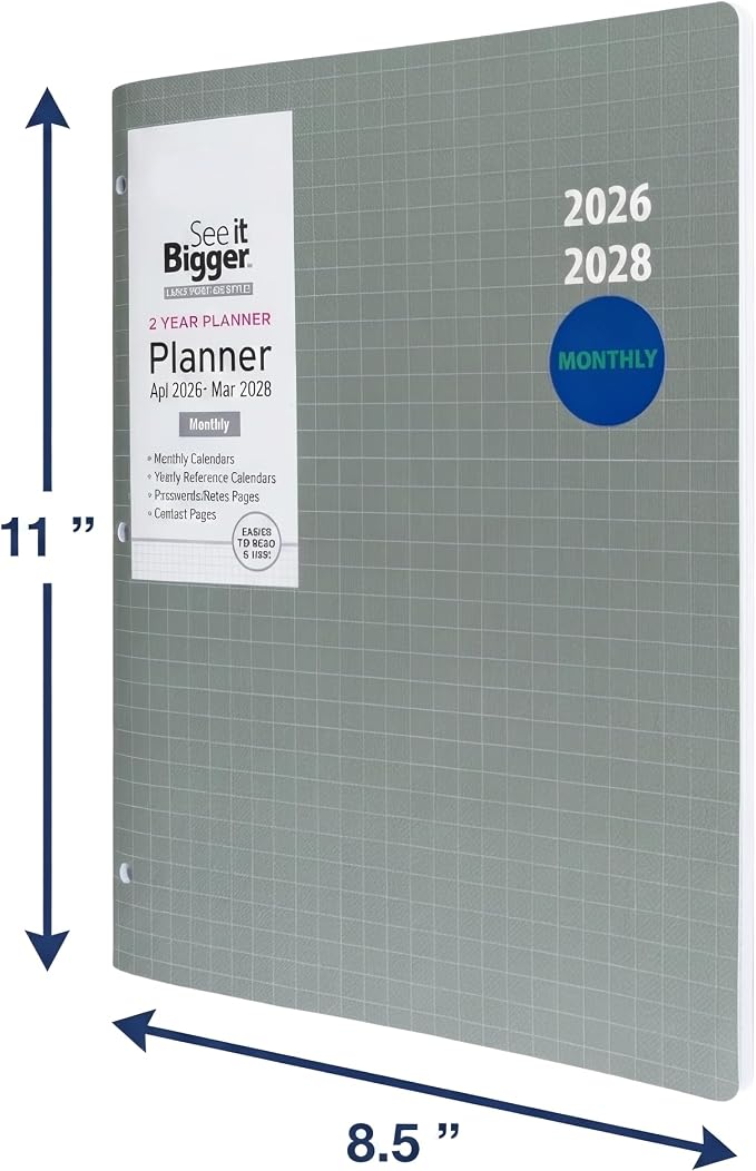 SEE IT BIGGER Home/Office 2-Year Medium Monthly Planner, April 2026 – March 2028, 11.5 x 8 Inches and SUHEYLA Twin Pen (Multi Color)