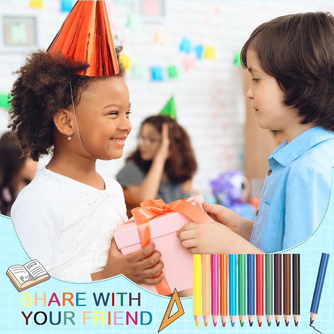 Spakon 96 Pcs Colored Pencil Bulk, 12 Colors, 3.5 Inch Short Fat Pencil
