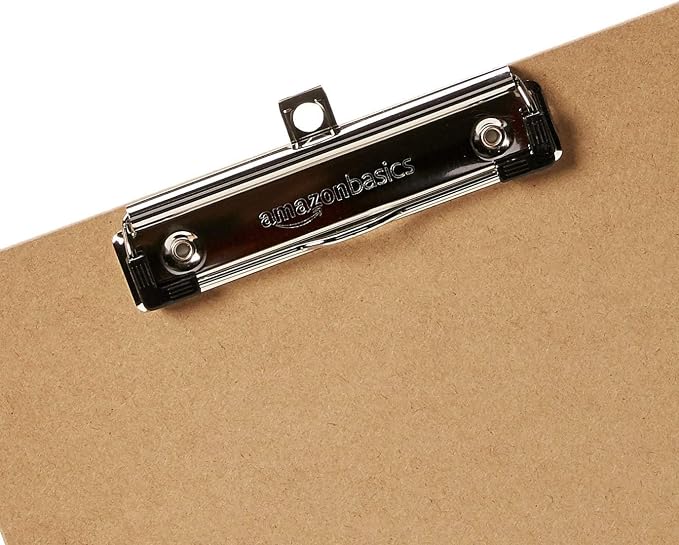 Amazon Basics Hardboard Office Clipboard, Low-Profile, Letter Size, 9" x 12.5", Brown, 6-Pack