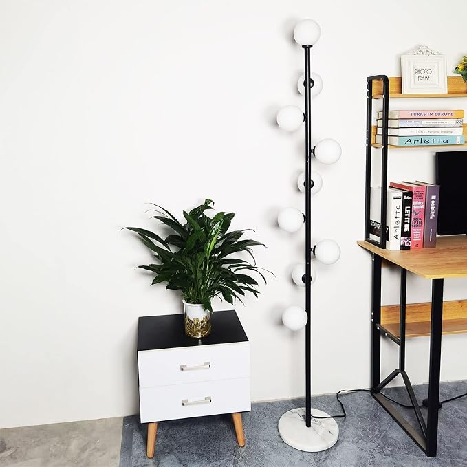 Hsyile Modern Creative Black Floor Lamp for Living Room,Bedroom,Office,Globe High Pole Standing Lamp, Tree Lamp,9 Bulbs Included