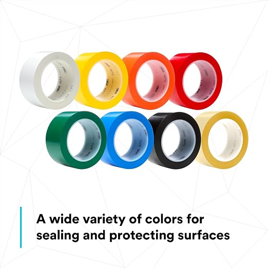 3M Vinyl Tape 471, 2 in x 36 yd, Yellow, 1 Roll, Yellow Floor Tape | Paint Alternative for Floor Marking, Social Distancing, Color Coding, Safety Marking