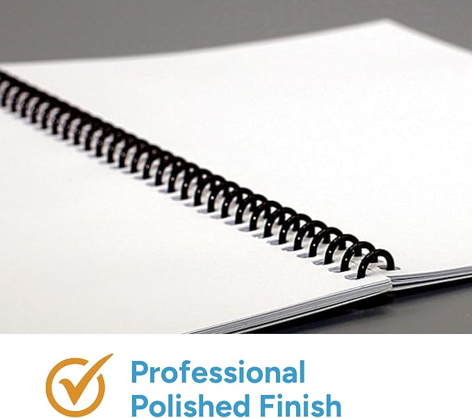 Spiral Plastic Binding Coil - Box of 100 9/32" (7mm) (Black) | Versatile and Durable Plastic Binding - Perfect Binding Solution for Presentations Manuals Reports Booklets