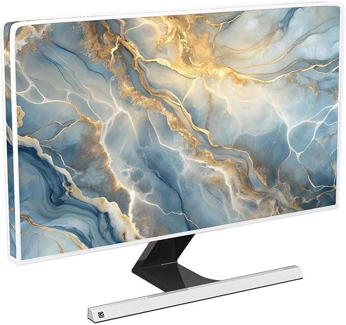 Baocicco Gold Blue Waterproof Screen TV Cover 80 Inch Modern Full Body Covers for Television Screen Panel Case TV Sleeve Compatible with Television LCD LED PC, Desktop and Home TV