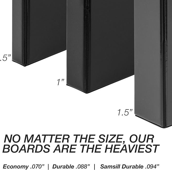 Samsill Durable 0.5 inch 3 Ring Binder, D Ring Binder,100% Recycled Chipboard, Black
