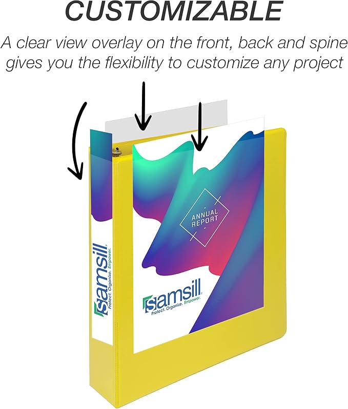 Samsill Durable 1.5 inch 3 Ring Binder, D Ring Binder, 100% Recycled Chipboard, Yellow