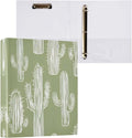 Cactus Pattern 3-Ring Binder 1.5 Inch 1 Pack Round Ring Binder Holds 200 Sheets with 3 Inside Pockets for Office Home Organization