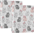 3 Ring Binder 1.5 Inch Hippo Cartoon Three Ring Binder Cute Binder with 3 Storage Pockets for Women School Office Supplies