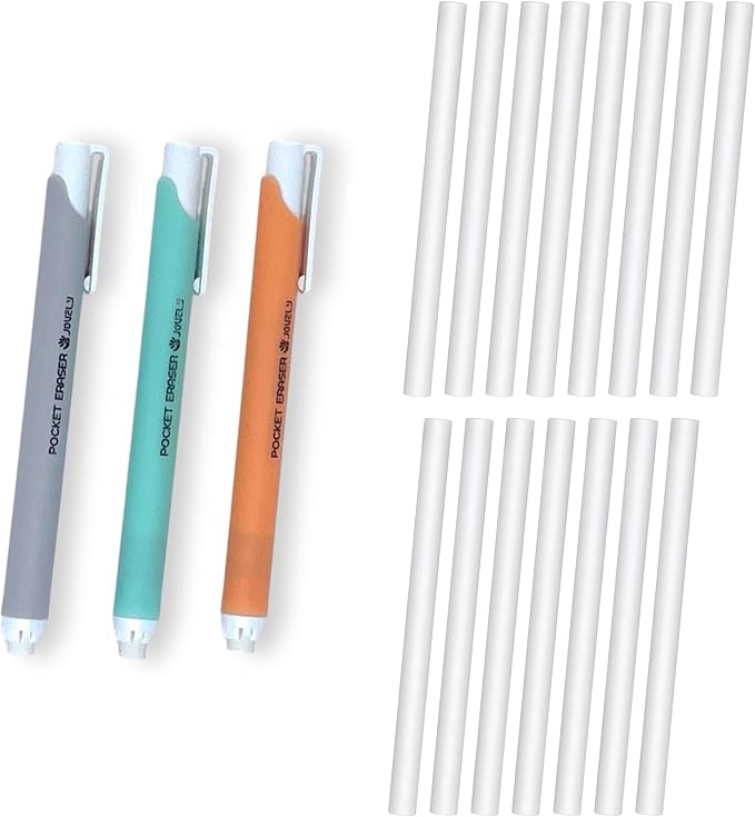 Mechanical Pocket Eraser Pen, Retractable Eraser, 15 Refills