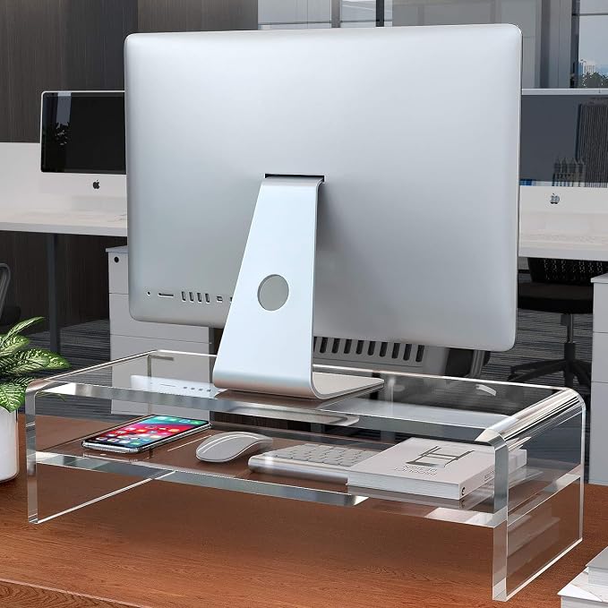 Egchi Acrylic Monitor Stand, 2 Tiers Computer Monitor Riser(20x8x5.5 Inch), Monitor Riser/Computer Stand for Home,Office,Business,PC Desk Stand for Keyboard Storage& Multi-Media Laptop Printer Screen | Computer Stand for Home,Office,Business,PC Desk St...
