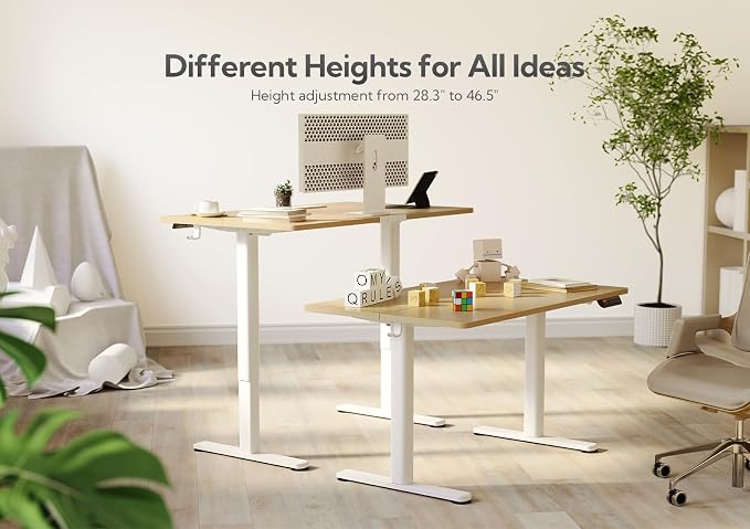 Claiks Electric Height Adjustable Standing Desk, 40x24 Inch, Nature | Smooth Height Adjustment, 3 Memory Presets, Cable Management Hub&Hook, Stable Steel Frame, 176lbs Capacity, Easy Assembly