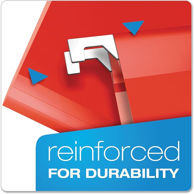 Pendaflex Reinforced Hanging File Folders, Letter Size, Assorted, 1/5 Cut, 25/BX (4152 1/5 ASST)