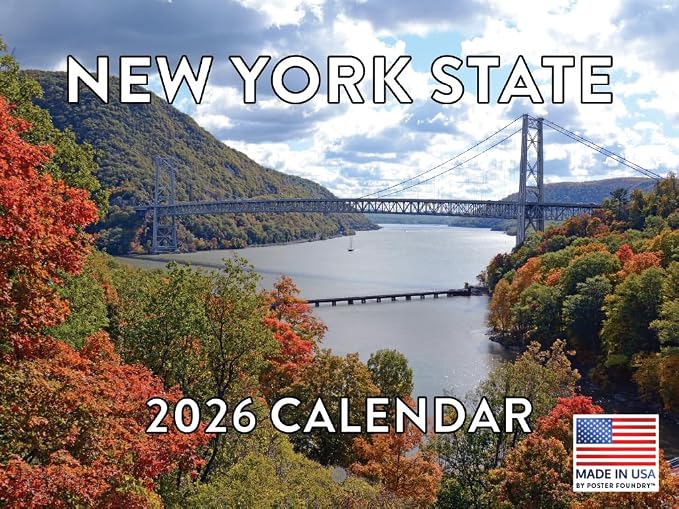 New York State Calendar 2026 Wall 12 Month Monthly NY Scenic Souvenirs New Yorker Themed Gifts | American Made In The USA