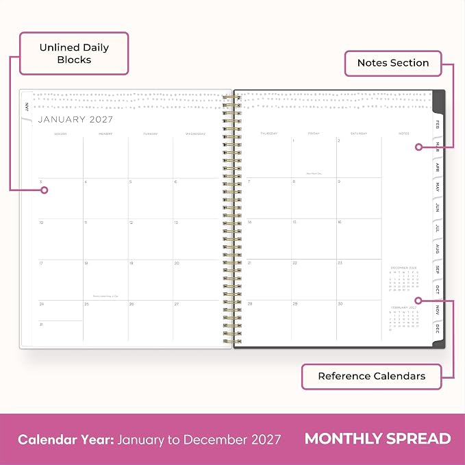 Blue Sky 2027 Weekly & Monthly Planner Calendar, 8.5"x11", Midnight Garden