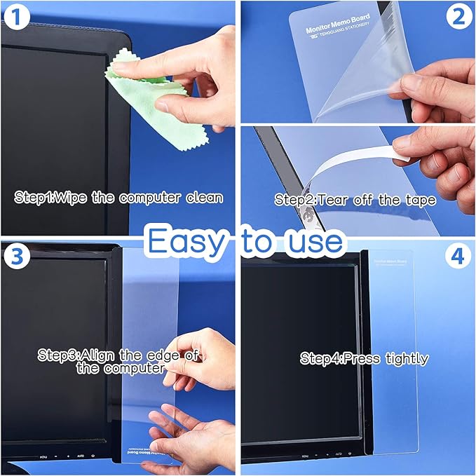 Zonon 8 Pieces Computer Monitor Notes Screen Monitor Memo Board Sticky Note Holder Message Board Computer Side Panel for Office Home Desktop Left and Right