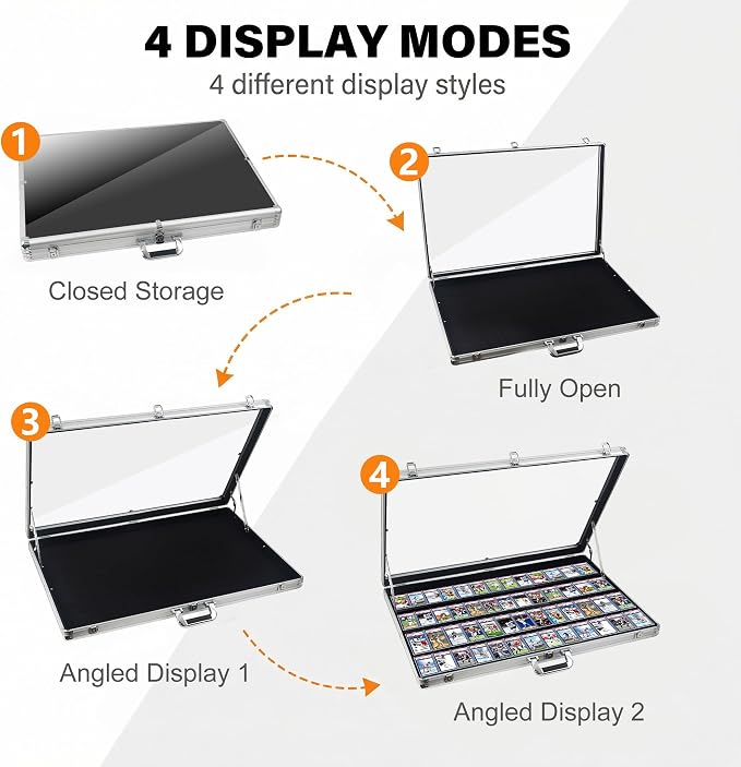 Card Display Case Aluminum Trade Show Display Case Large Portable Trading with Lock for Collectibles, Sports Cards. 34IN x 22IN - Silver