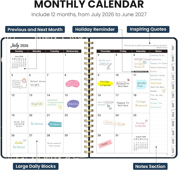 ZOTIA Planner 2026-2027 Weekly & Monthly Calendar Planner Jul 2026-Jun 2027