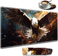 Extended Gaming Mouse Pad 31.5" x 11.8", with Edge Stitching, Non-Slip Rubber Base Keyboard Pad, Suitable for Work, Game, Office, Home and Coasters, Eagle