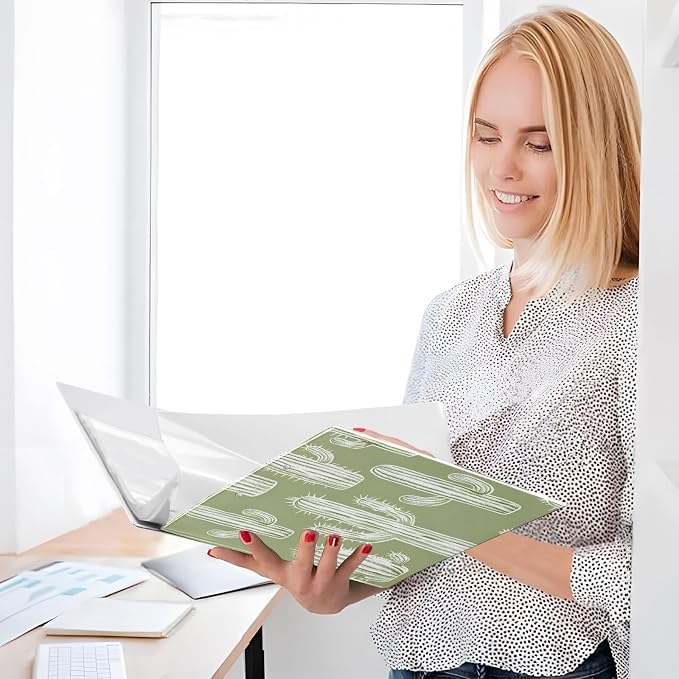 Cactus Pattern 3-Ring Binder 1.5 Inch 2 Pack Round Ring Binder Holds 200 Sheets with 3 Inside Pockets for Office Home Organization