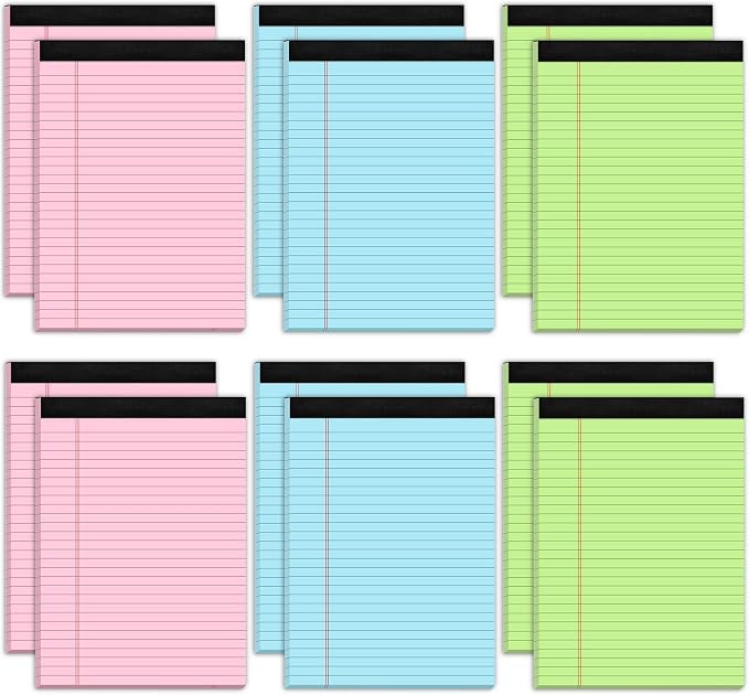 12 Pack Colored Legal Pads 8.5 x 11, Colored Note Pads 8.5 x 11 Wide Ruled