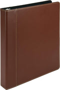 Samsill 1 Inch 3 Ring Binder, Leather, Brown with Contrast Stitching, 8.5X 11 Inch, 3 Rings, Notebook Binder, Portfolio Organizer, Planner, Journal