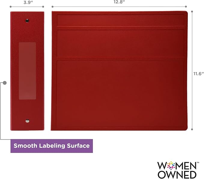 Carstens 4-Inch Heavy Duty 3-Ring Binder - Side Opening, Brick Red, Durable Plastic, Precision No-Gap Rings, Waterproof Cover, No Pockets, Holds 600 US Letter Sheets, BPA-Free, Made in USA (1840-3R)
