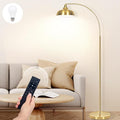 Gold Floor Lamps for Living Room- Arc Floor Lamps over Coach Lamp 70” | Dimmable Floor Lam with 9W Bulb, 360° Adjustable Metal Shade, Remote Control, Gold Mid Century Modern Floor Lamp for Bedroom
