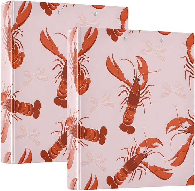ALAZA 3 Ring Binder Cute Red Lobster Clipboard Round Ring Binder Holds 1.5 Inch Three Binders Heavy Duty Binders for Office Supplies, 1Pack
