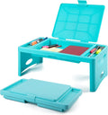 Loddie Doddie Foldable Lap Desk for Adults, Bed Tray, Teal Blue, 9.75"x12" | Portable Desk, Car Seat Tray for Road Trips, Storage Pocket, Lap Desk Kids, Folding Desk Bed Table
