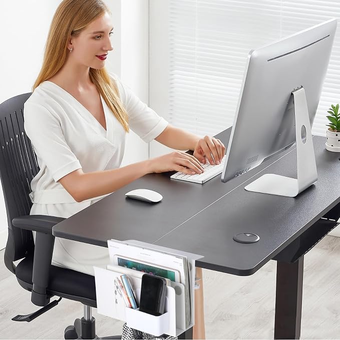 LUKETURE 2 Tier Desk Side Storage, No Drill Laptop Mount with Pen Holder | Fits Flat Edge Desks 0.3 to 2.8 Inches,Secure Grip on Wood, Glass, or Metal Surfaces Without Slipping