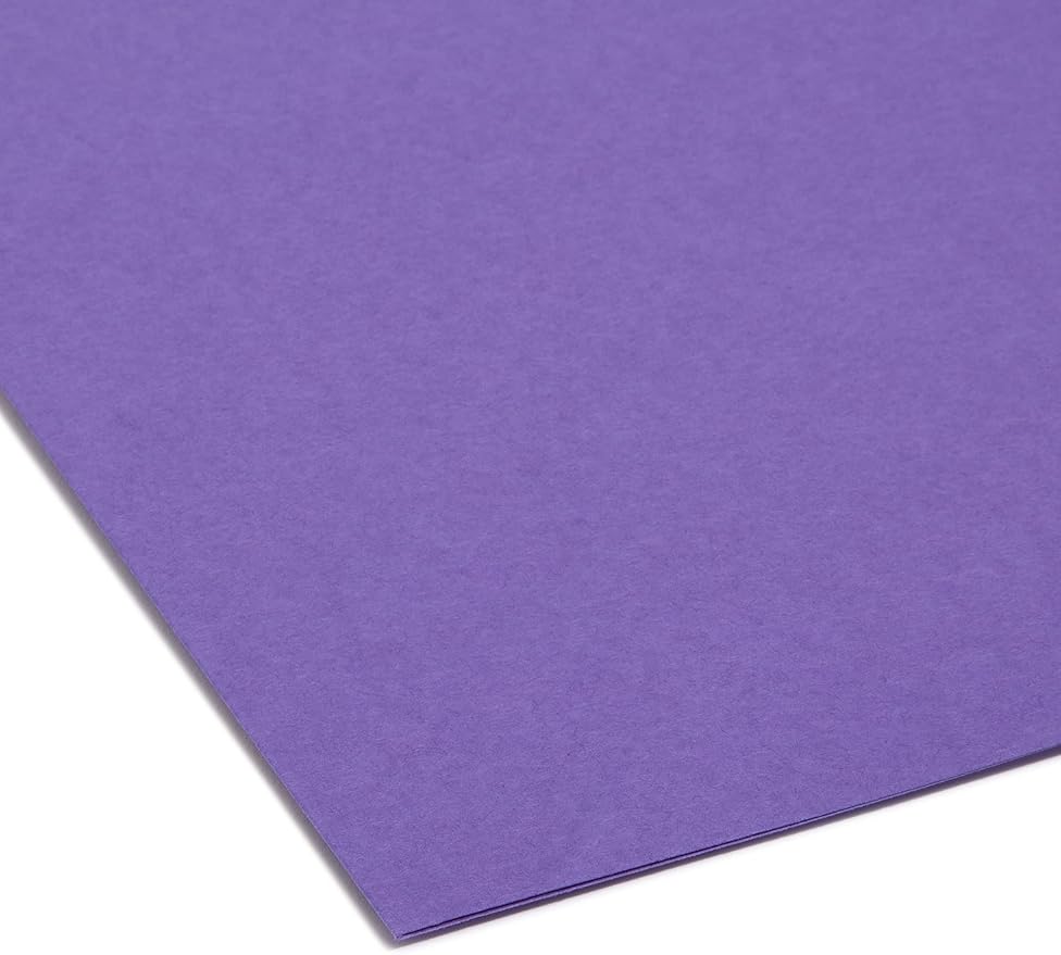 Smead Interior File Folder, 1/3-Cut Tab, Letter Size, Purple, 100 per Box, Expandable File Folders for Filing Cabinet