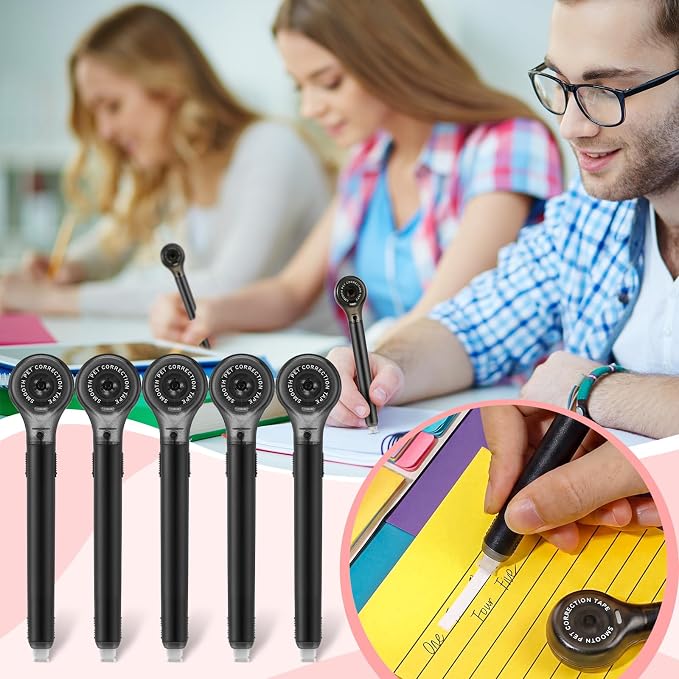 Gersoniel 25 Pack Correction Tape Pen for School Office,Black Color