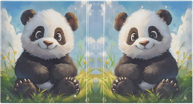 3 Ring Binder Panda in Grass 1.5" Round Ring Binders View Binder with 200 Sheet for Kids School Supplies Women Men Office, 1 Pack