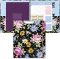 3 Ring Binder, 1 Inches Round Ring Binder with Clipboard, Dividers Tabs, PVC Zipper Bag Sleeves & to Do List Planners for Women, Men, School, Office Supplies, Flowers